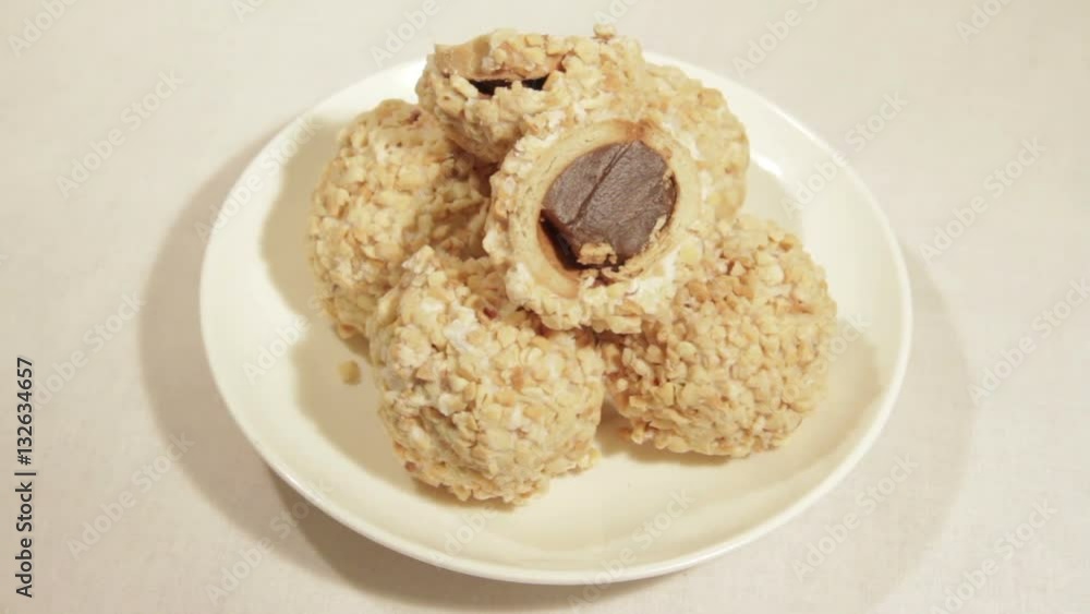 Delicious butter biscuits on plate. Butter Cookies on a plate turns slowly Delicious butter biscuits on plate. Butter Cookies on a plate turns slowly