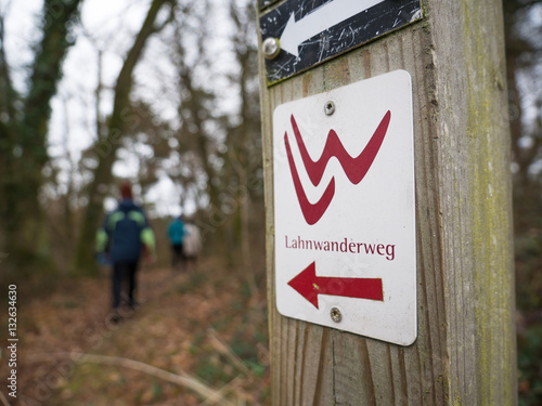 Hiking on the trail of Lahnwanderweg near Runkel, Hessen, Germany
