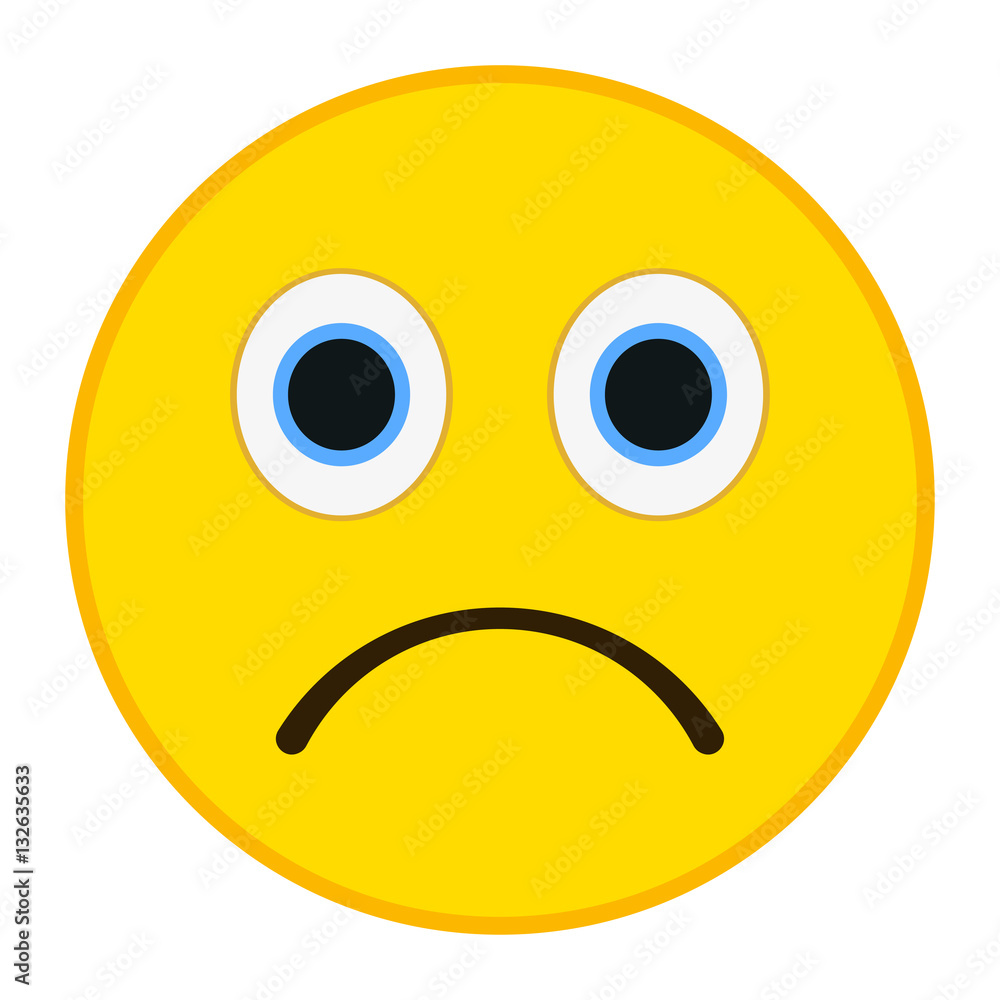 Sad emoticon in trandy flat style. Sorrowful emoji vector illustration. Sad emoticon in trandy flat style. Sorrowful emoji vector illustration.