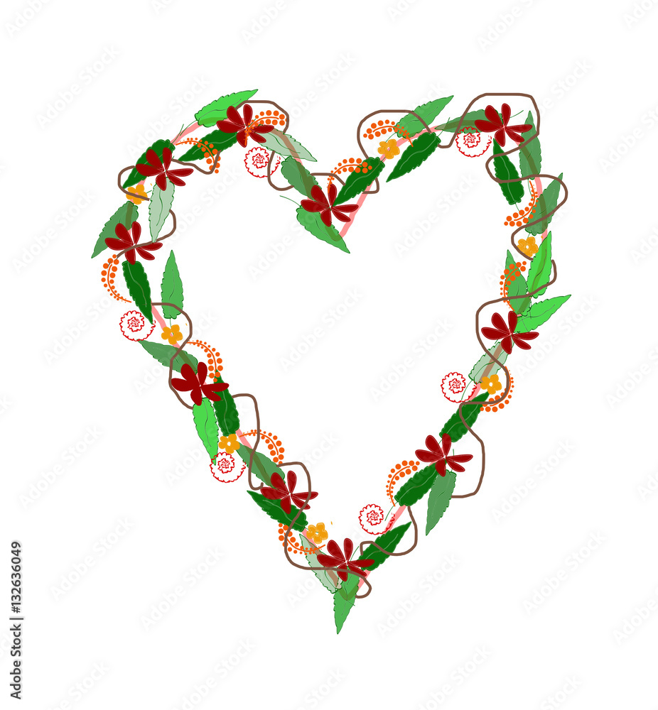 cornice cuore con fiori Stock Illustration | Adobe Stock