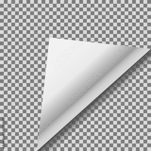 Folded up white foil blank vector note paper.
