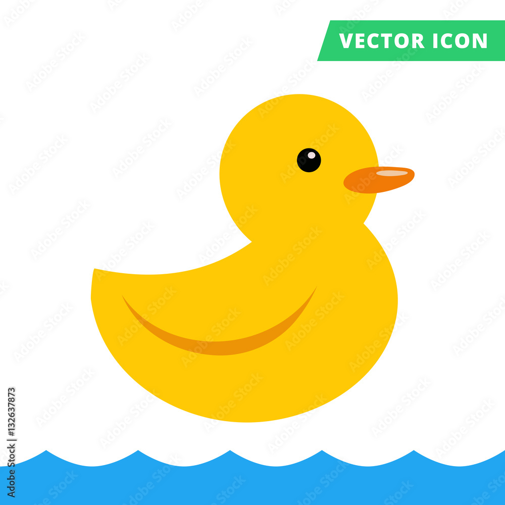 Duck rubber toy yellow color flat