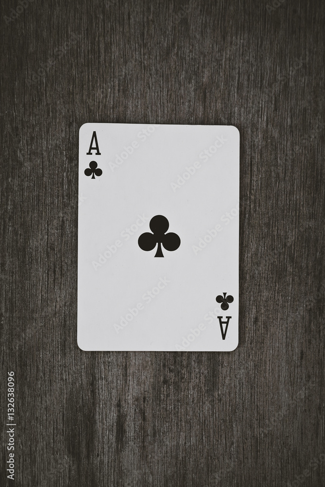 Playing cards ace of clubs close up