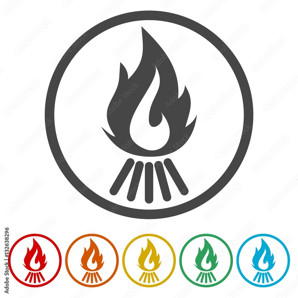 Bonfire Icon, Vector Illustration of a Fire Icon Bonfire Icon, Vector Illustration of a Fire Icon