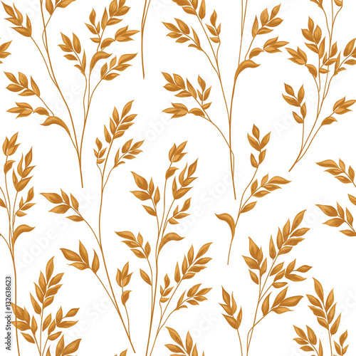 Floral pattern with leaves. Ornamental seamless background. Nature ornament