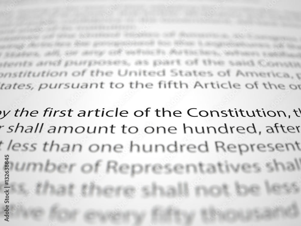 Fototapeta premium The first amendment papers with depth of field effect.