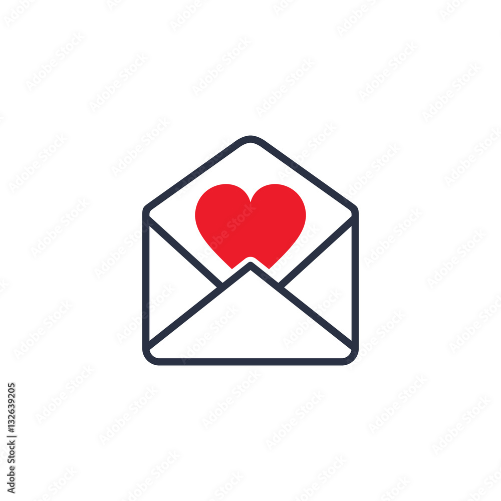 Envelope with Valentine Heart, vector isolated illustration. Envelope with Valentine Heart, vector isolated illustration.