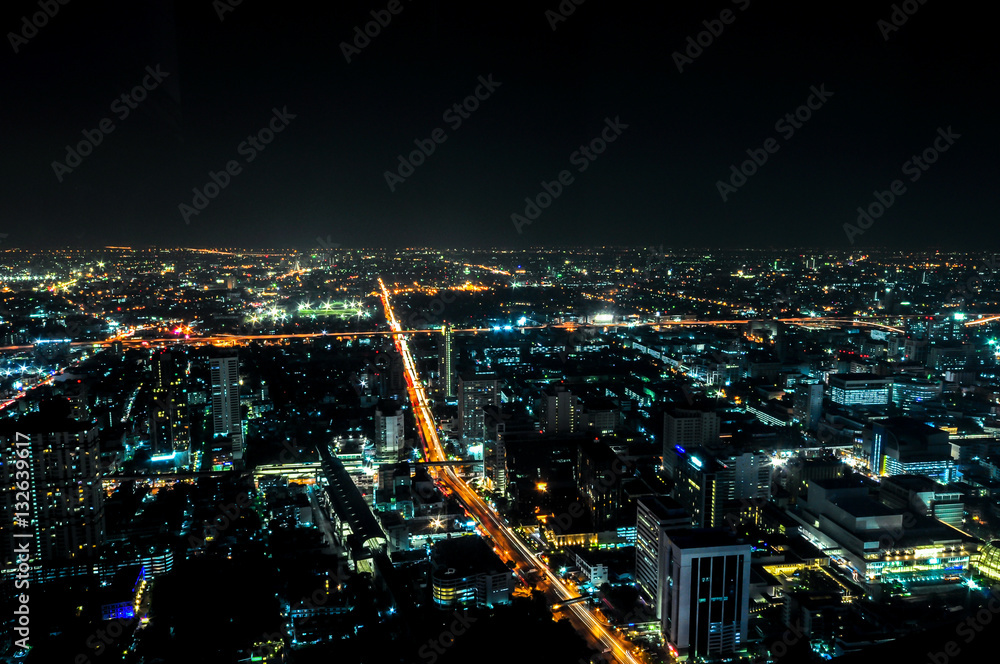 Aerial city view of central part of Bangkok, Thailand, Asia