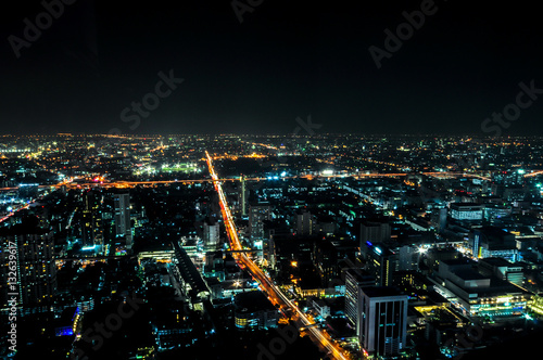 Aerial city view of central part of Bangkok, Thailand, Asia