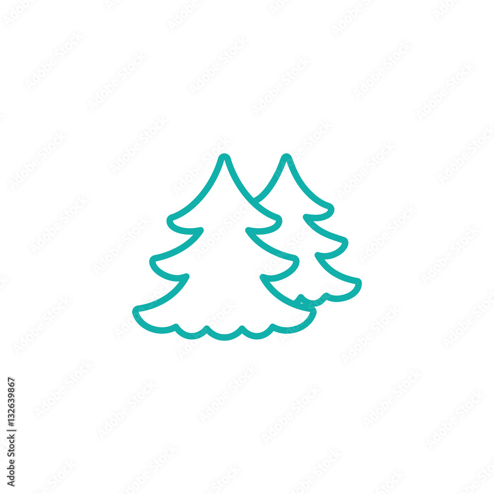 fir spruce pine tree wood christmas xmas decorating line icon blue on white fir spruce pine tree wood christmas xmas decorating line icon blue on white