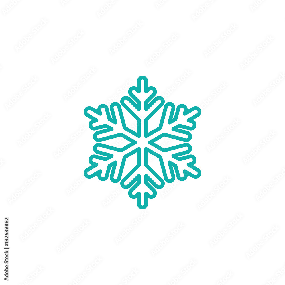 snowflake snow freeze winter thin line outline icon blue on white