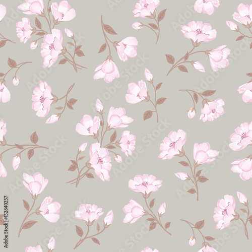 Floral pattern. Flower seamless background. Flourish ornament. Spring garden texture