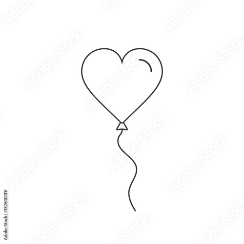 Heart balloon love romantic icon. Isolated and flat illustration. Vector graphic.