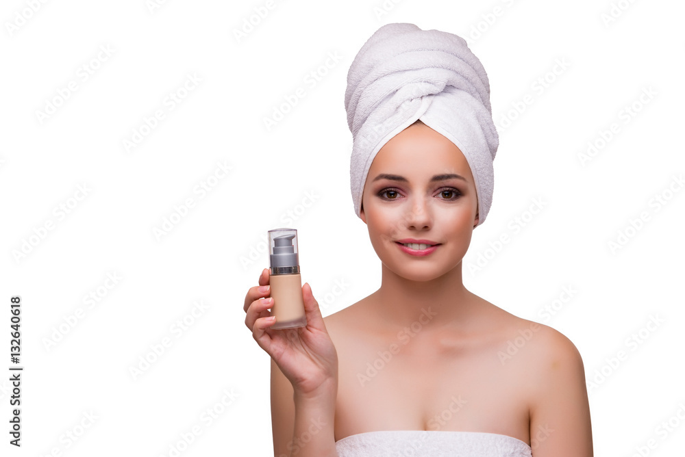 Beautiful woman in beauty concept isolated on white Beautiful woman in beauty concept isolated on white