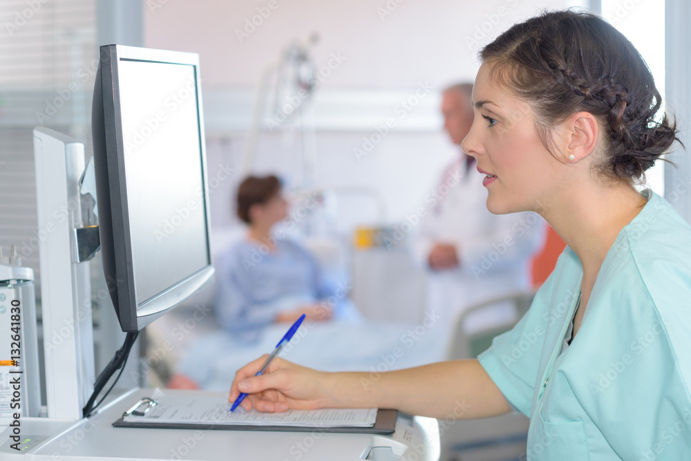 medical assistant filling the form medical assistant filling the form