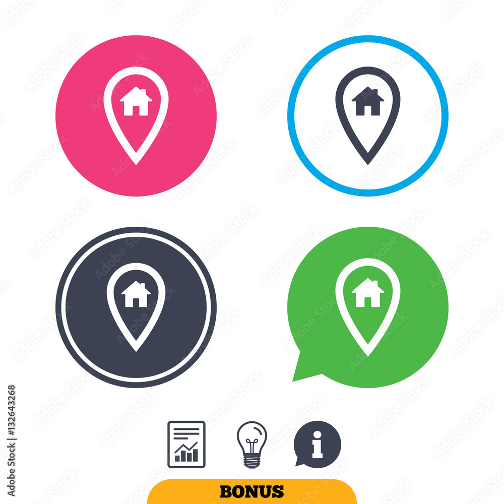 Map pointer house sign icon. Marker symbol. Map pointer house sign icon. Marker symbol.