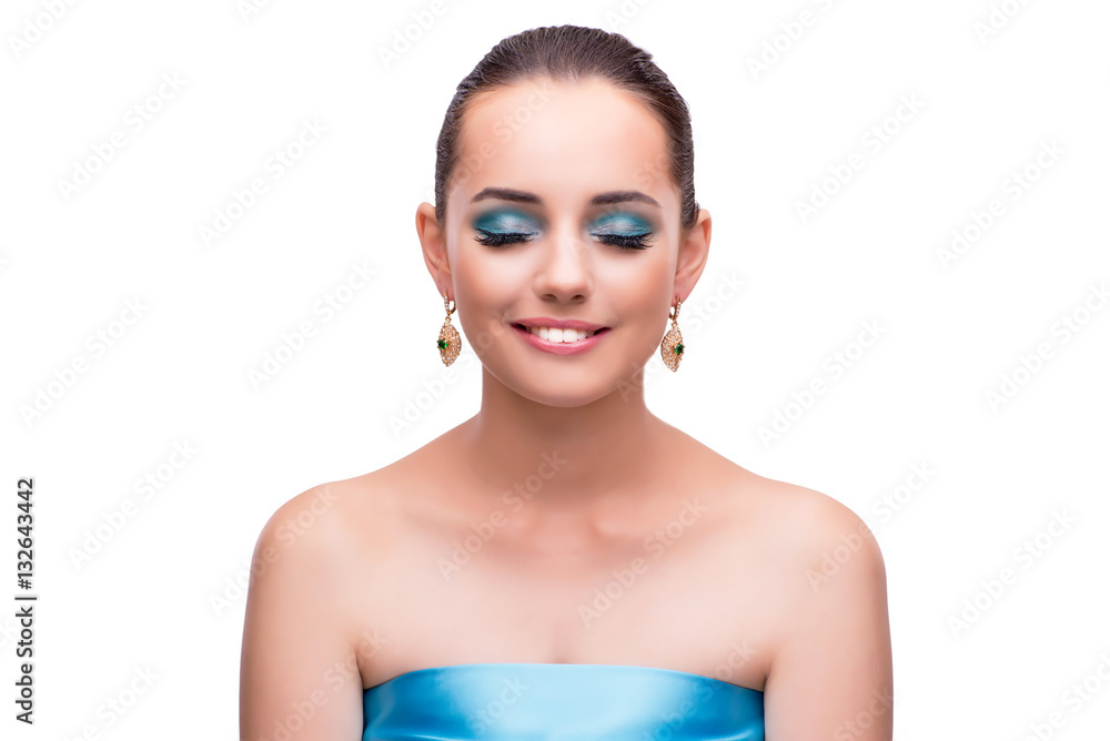 Young woman in beauty concept isolated on white Young woman in beauty concept isolated on white