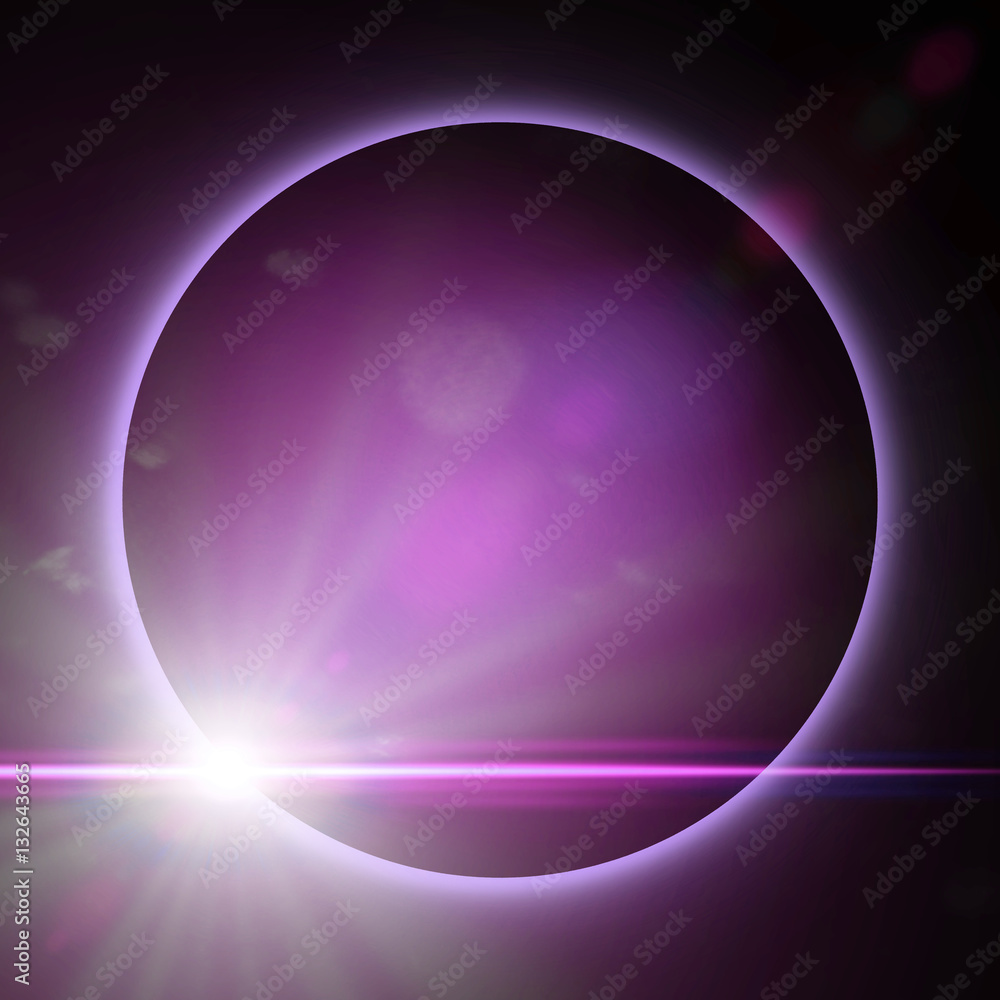 Fototapeta premium exotic planet surrounded by purple light