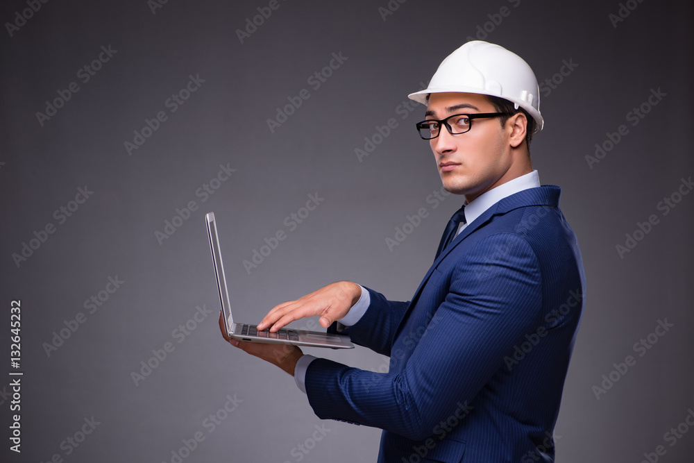 Young architect in industrial concept Young architect in industrial concept