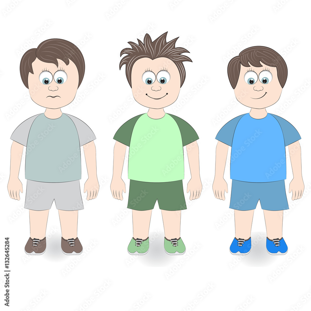 Three boys on a white background