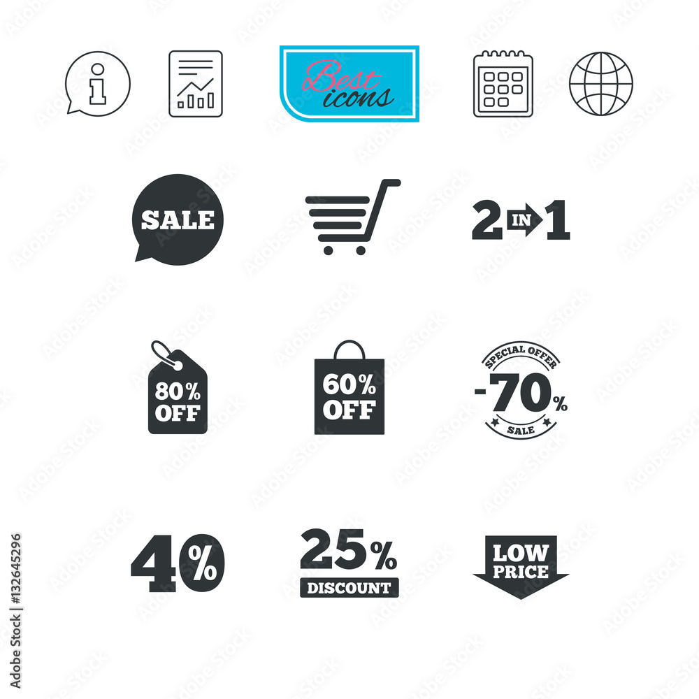 Obraz premium Sale discounts icon. Shopping, deal signs.