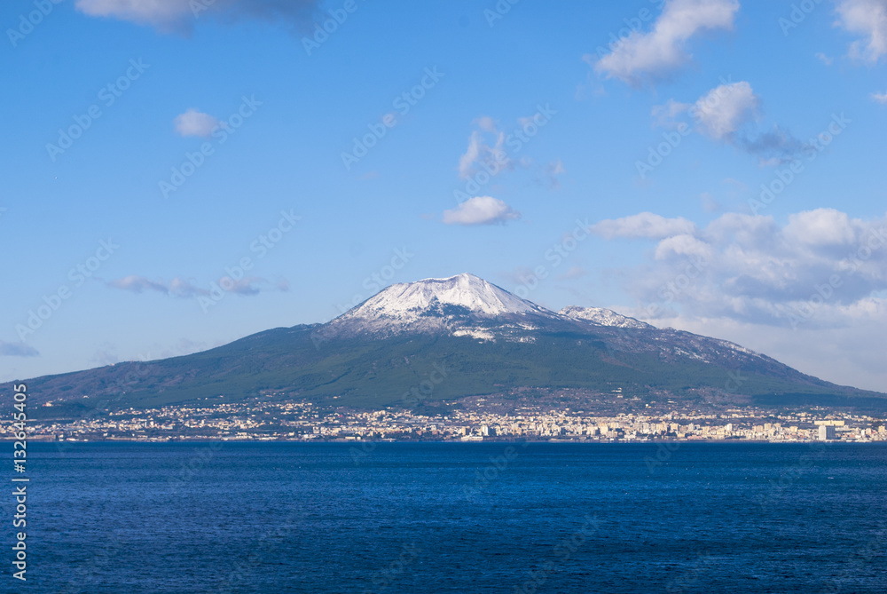 Volcano Vesuvius with snow