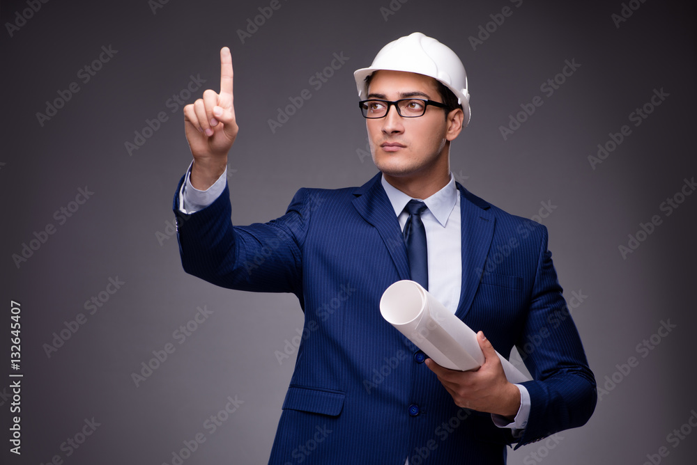 Young architect in industrial concept Young architect in industrial concept