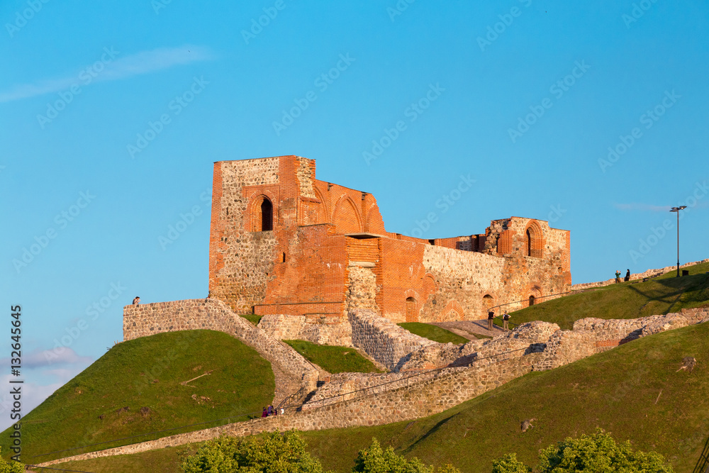 Vilnius Lithuania. Remains Of Ancient Fortress Of Upper Castle On Gediminas Hill, Vilnius Lithuania. Remains Of Ancient Fortress Of Upper Castle On Gediminas Hill,
