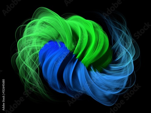 3d abstract with green and blue lines.