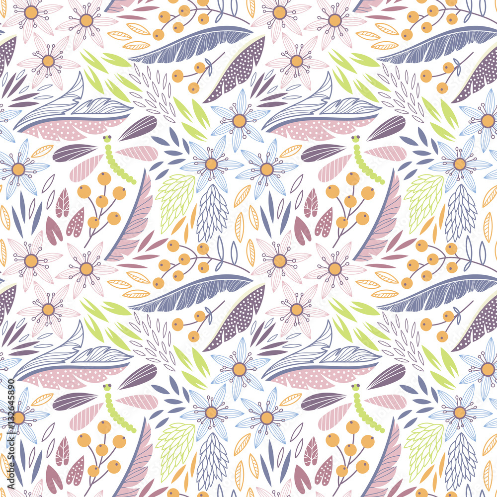 Naklejka premium Seamless floral vector pattern