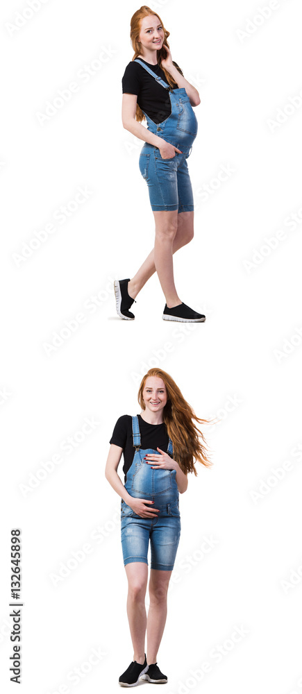 Pregnant woman in composite image isolated on white Pregnant woman in composite image isolated on white