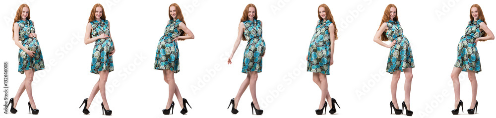 Pregnant woman in composite image isolated on white Pregnant woman in composite image isolated on white