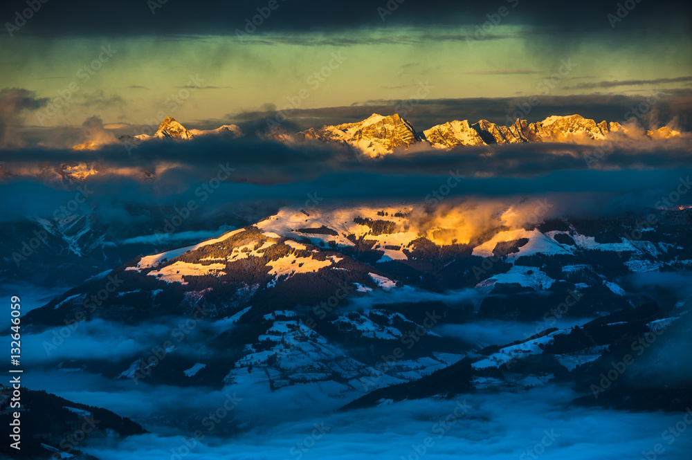 Mountains ski resort Kaprun Austria - nature and sport background.