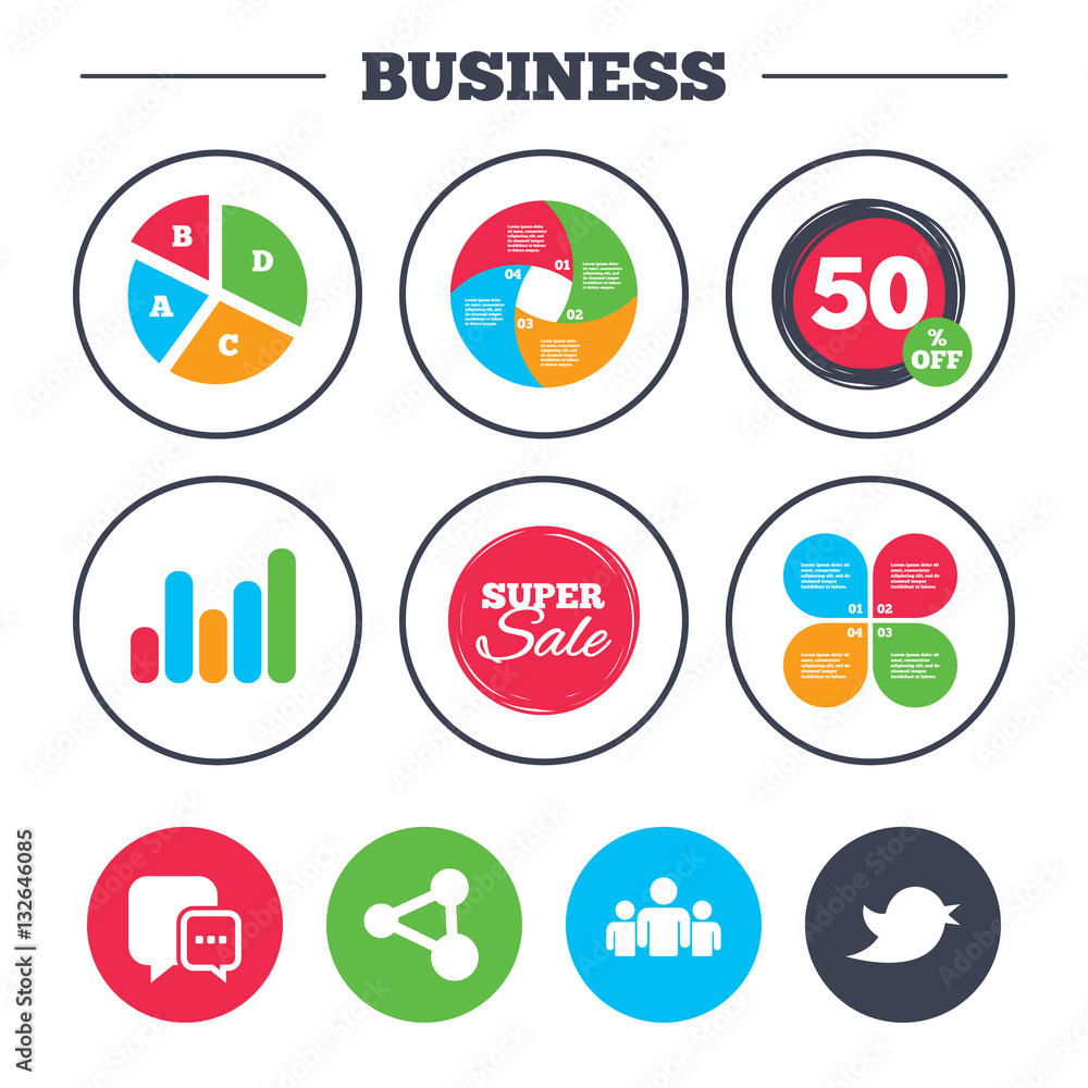 Social media icons. Chat speech bubble and Bird. Social media icons. Chat speech bubble and Bird.