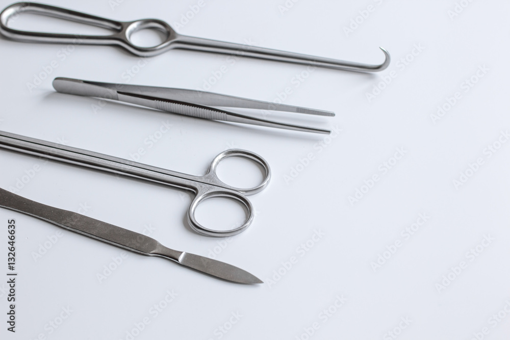 instruments for plastic surgery on white background instruments for plastic surgery on white background