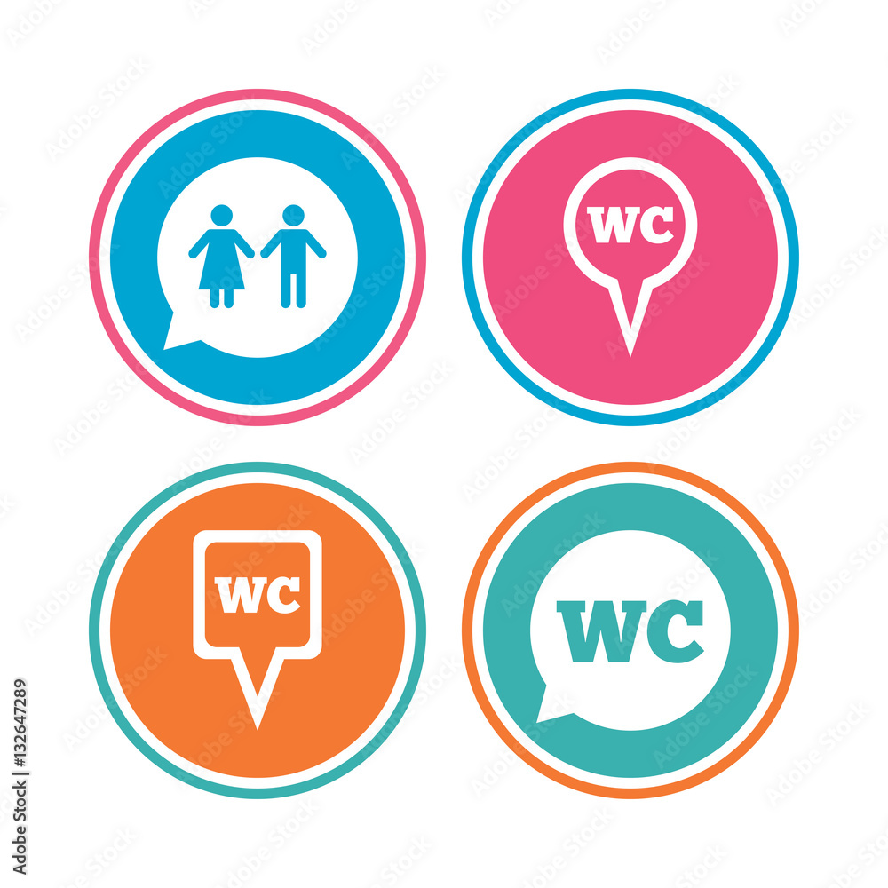 WC Toilet pointer icons. Gents and ladies room. WC Toilet pointer icons. Gents and ladies room.