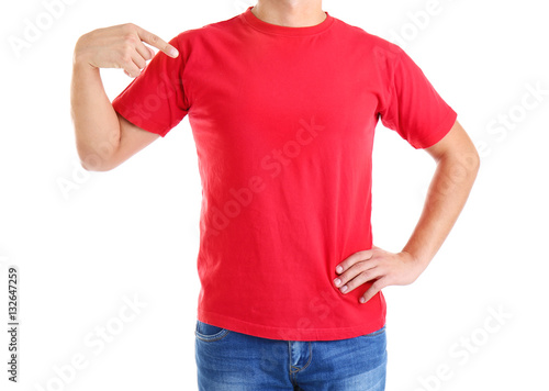 Handsome young man in blank...