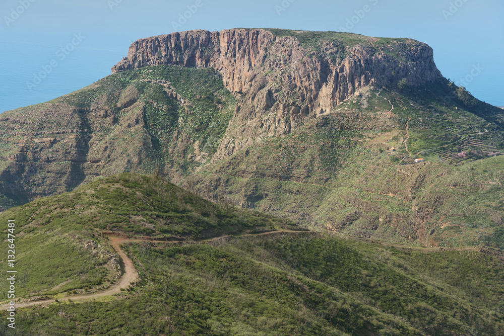 La Gomera landscape, The tableland La Fortaleza, Canary islands,
