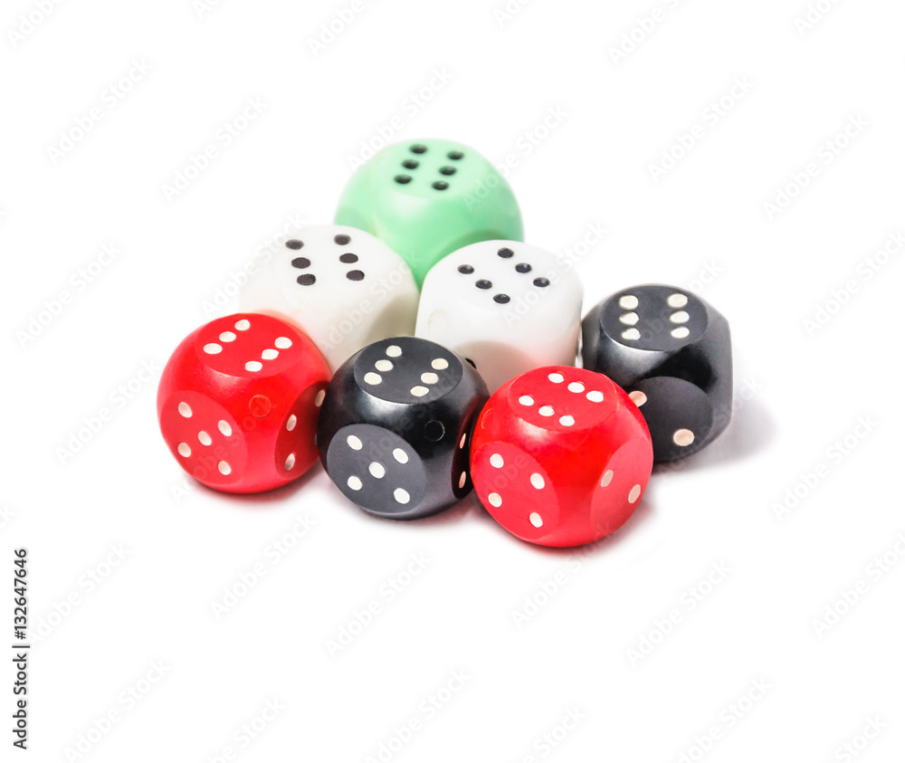 Playing chips and dices isolated on white background Playing chips and dices isolated on white background