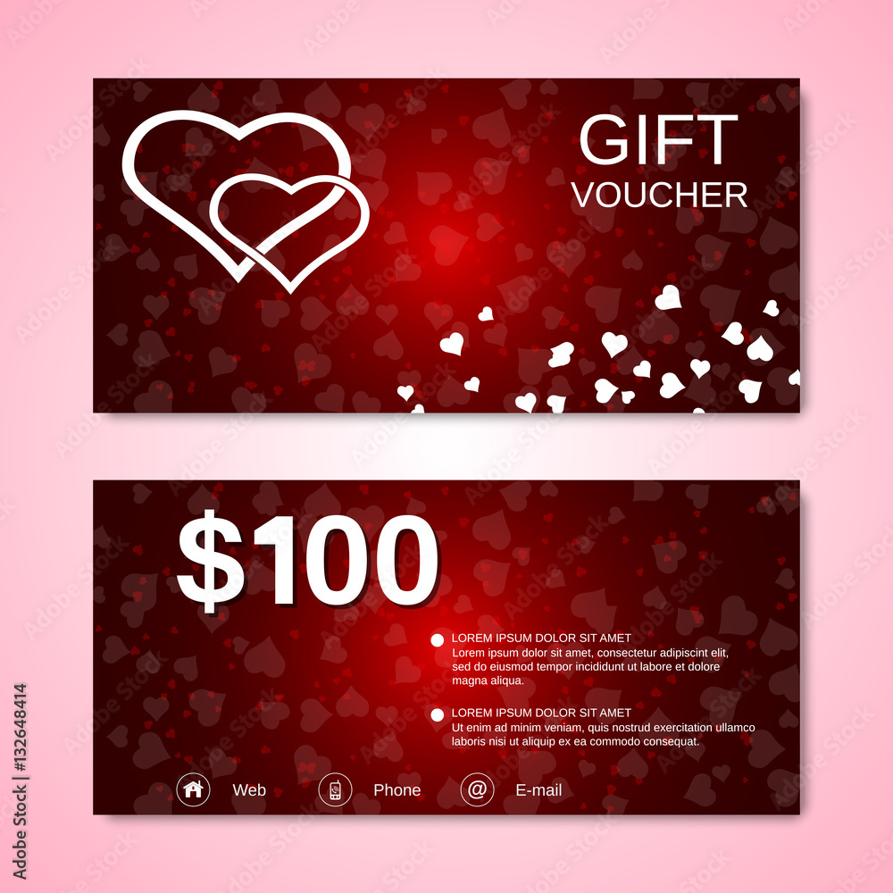 Valentine's Day gift voucher, discount coupon vector design Valentine's Day gift voucher, discount coupon vector design