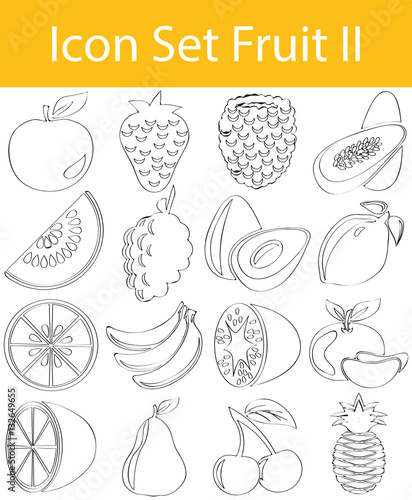 Drawn Doodle Lined Icon Set Fruit II