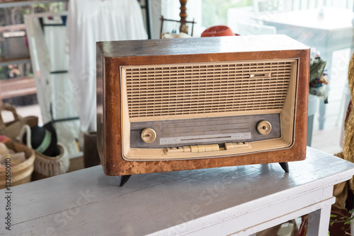 Ancient wooden tube radio