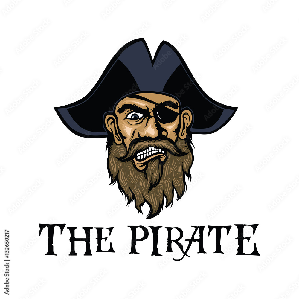 pirate, bearded pirate, pirate men, pirate illustration, one eye pirate