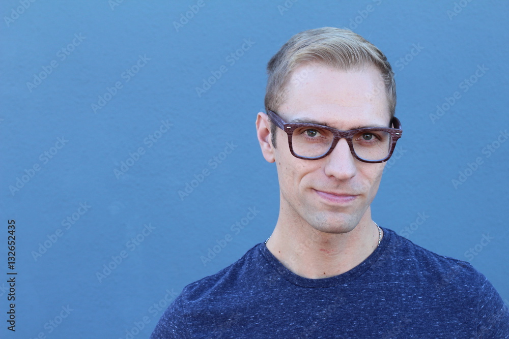 Handsome male with glasses portrait with copy space Handsome male with glasses portrait with copy space