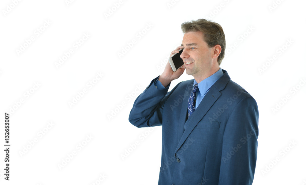 Business man talking and smiling on smart phone Business man talking and smiling on smart phone