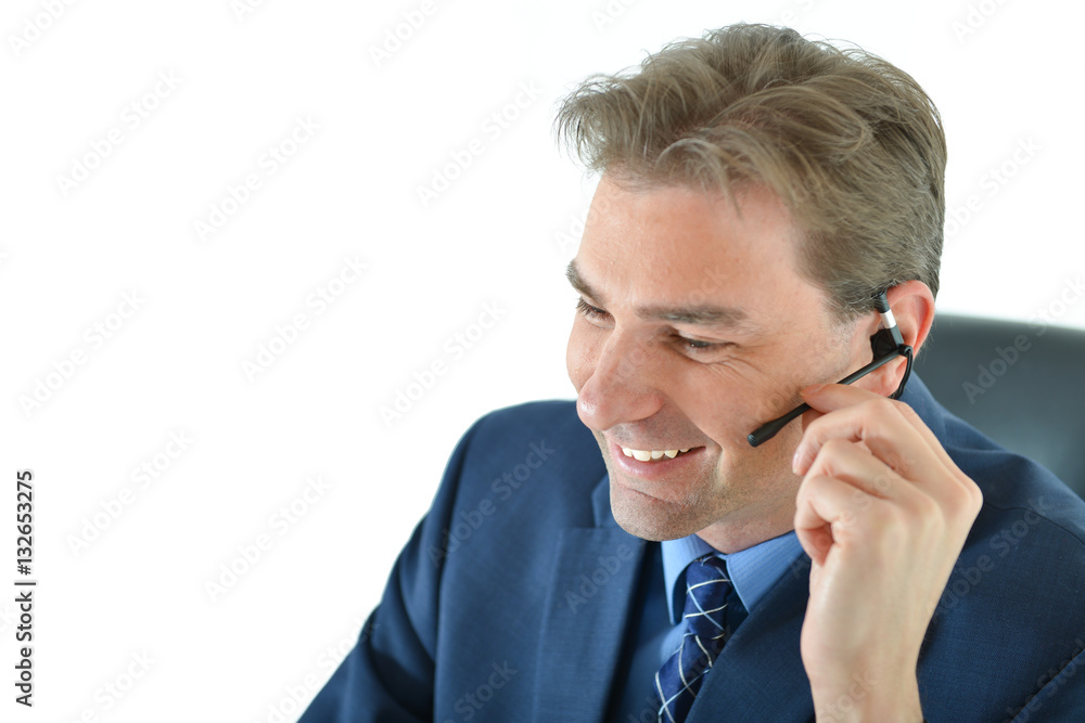 Business man on phone or customer service representative Business man on phone or customer service representative
