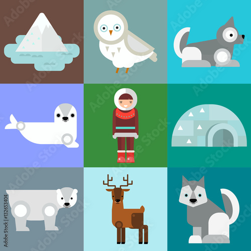 Alaska symbols vector illustration.