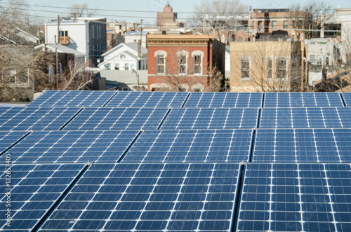 Solar panel in the Chicago city