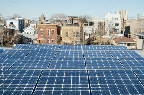 Solar panel in the Chicago city