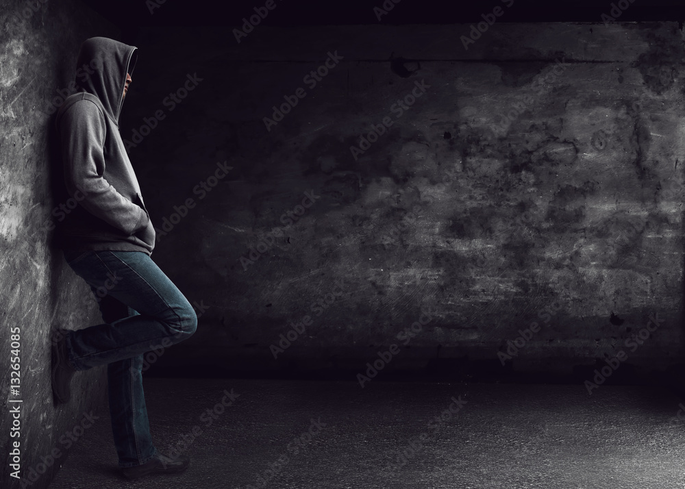 Man standing alone at night Man standing alone at night